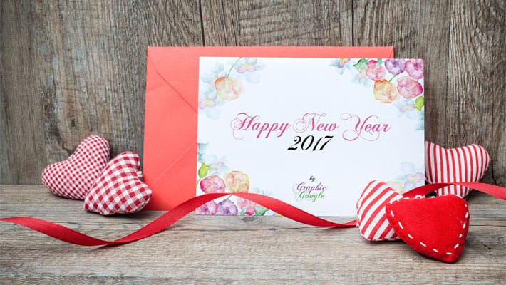 Free New Year Greeting Card Mock-up PSD