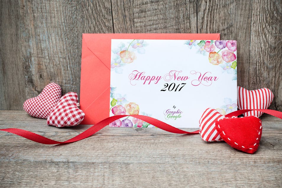 Free New Year Greeting Card Mock-up PSD