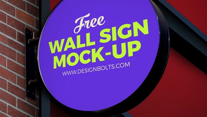 Free Outdoor Advertising Circular Wall Sign Board Logo Mock-up PSD