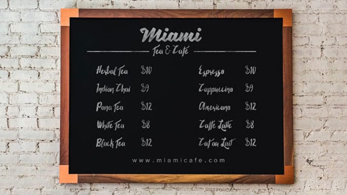 Free Shop Price Chalkboard Menu Mock-up PSD