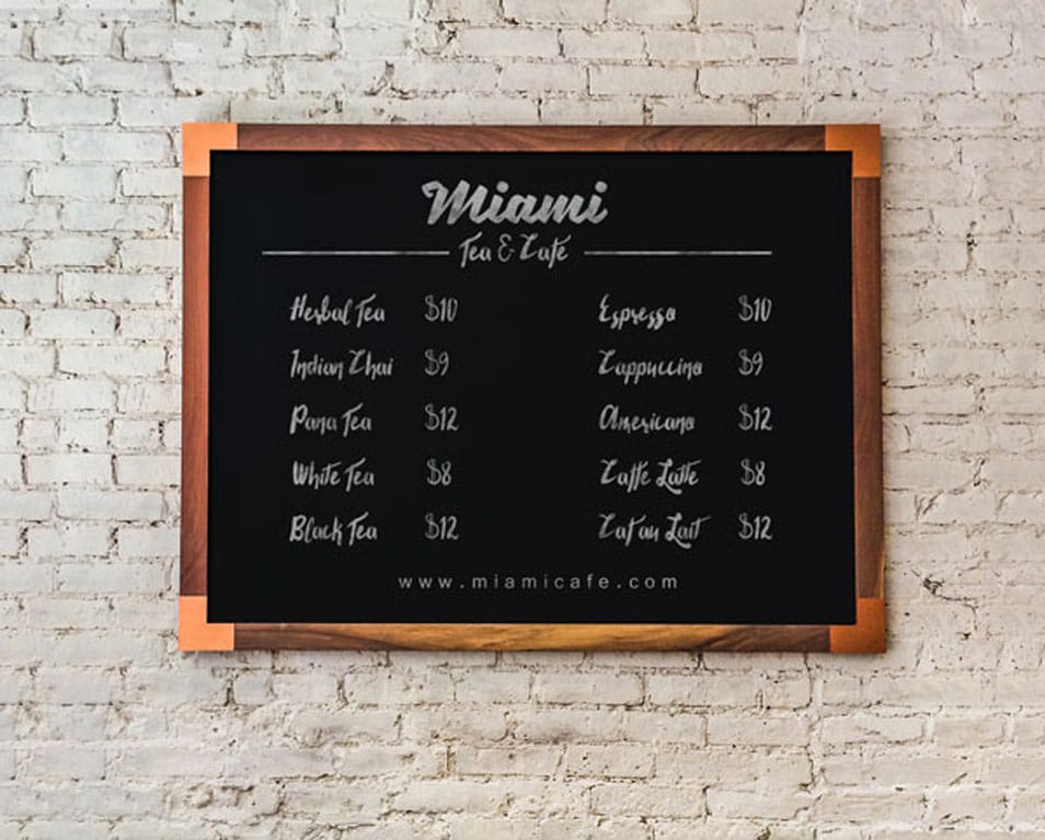 Free Shop Price Chalkboard Menu Mock-up PSD