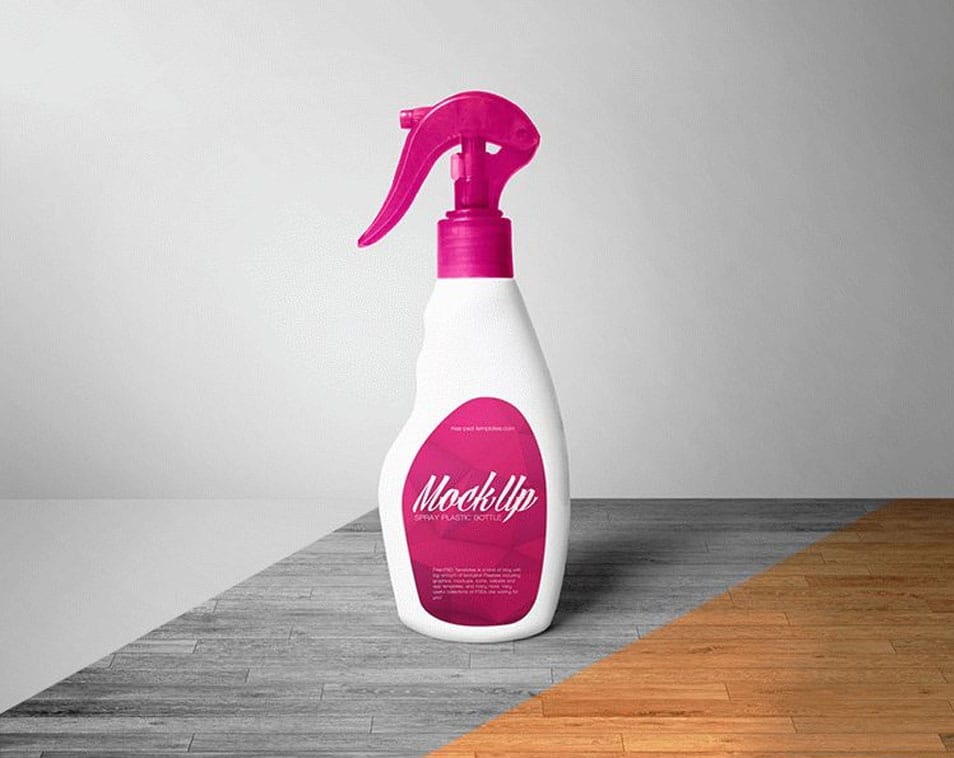 Free Spray Plastic Bottle Mock-up in PSD