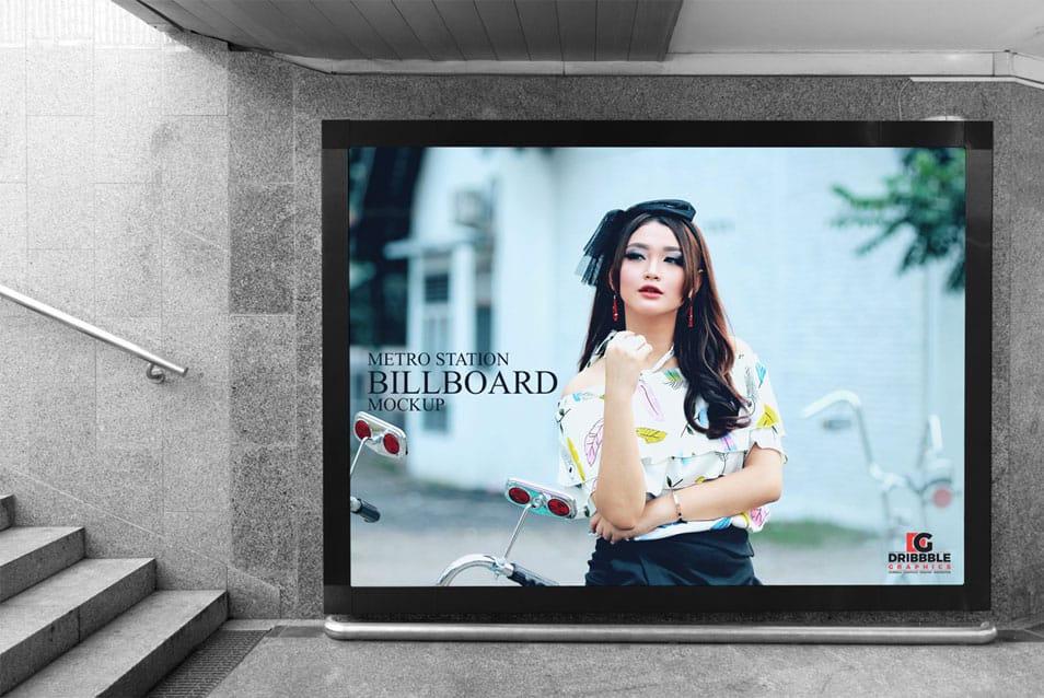 Free Underground Metro Station Billboard Mockup