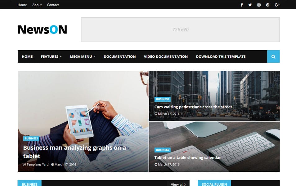 NewsOn Responsive Blogger Template