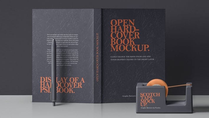 PSD Open Hardcover Book Mockup