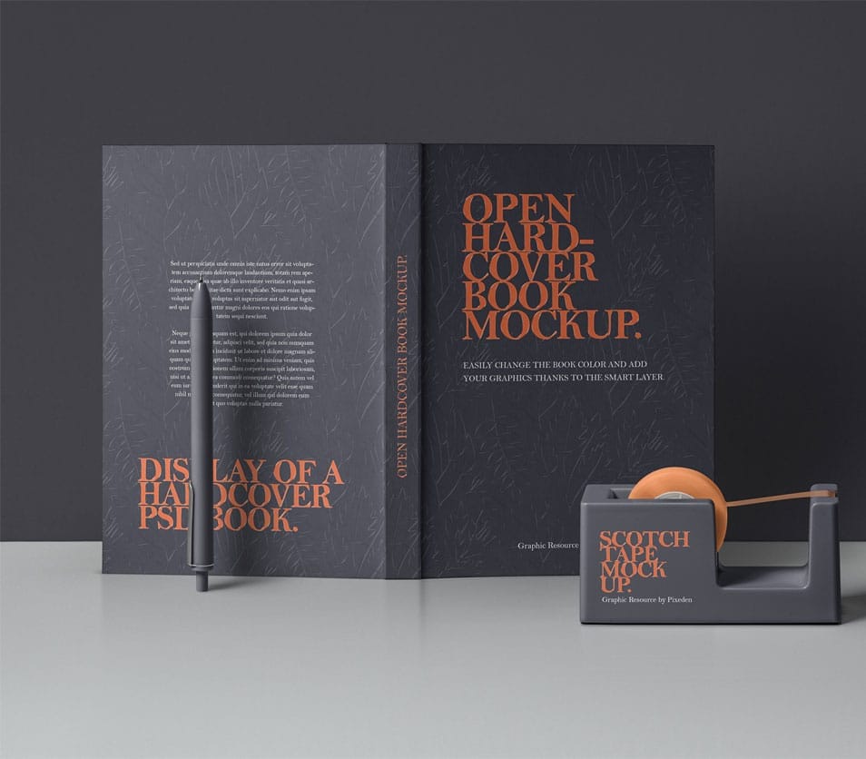 PSD Open Hardcover Book Mockup