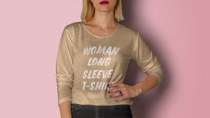 PSD Woman Long Sleeve T-Shirt Mockup
