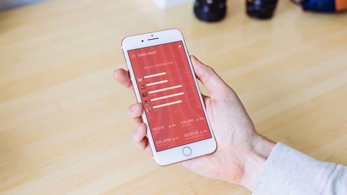 Rose Gold iPhone in Man’s Hand Mockup