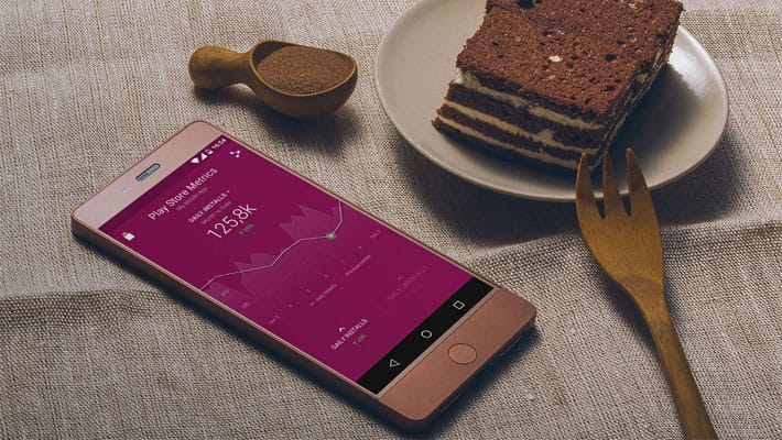 Smartphone and Tasty Cake on a Table