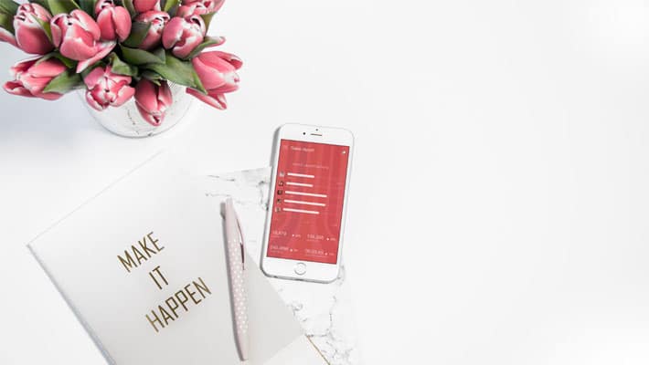 White iPhone and Pink Tulips