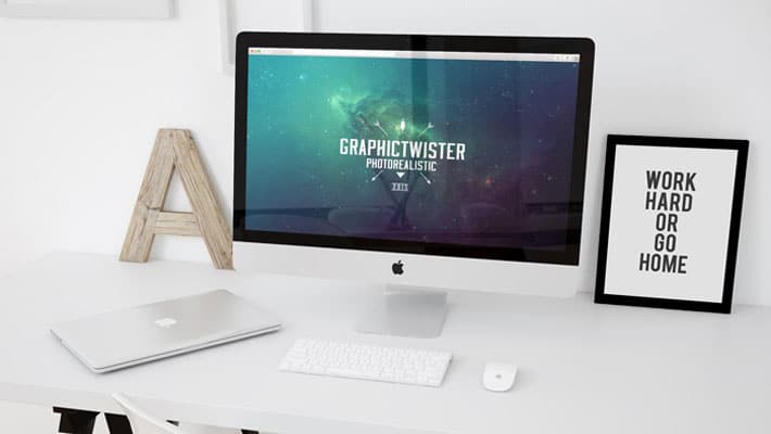 Workspace Design With iMac Template