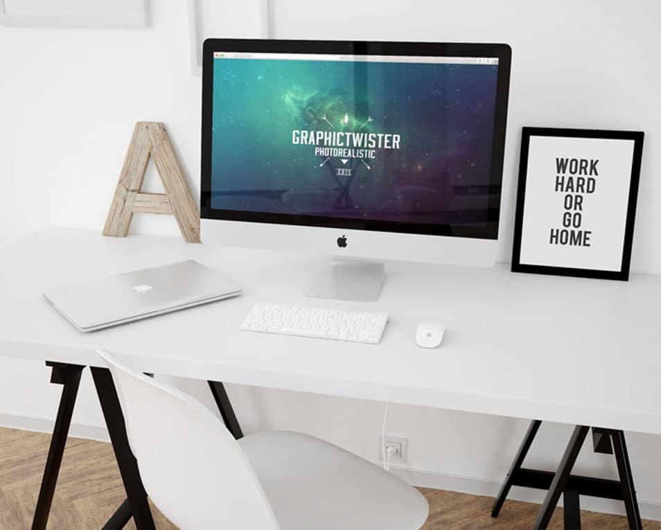 Workspace Design With iMac Template