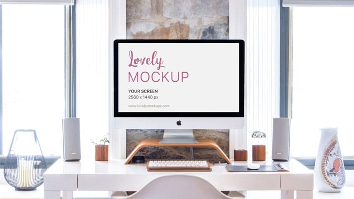 iMac Mockup in a Bright Interior