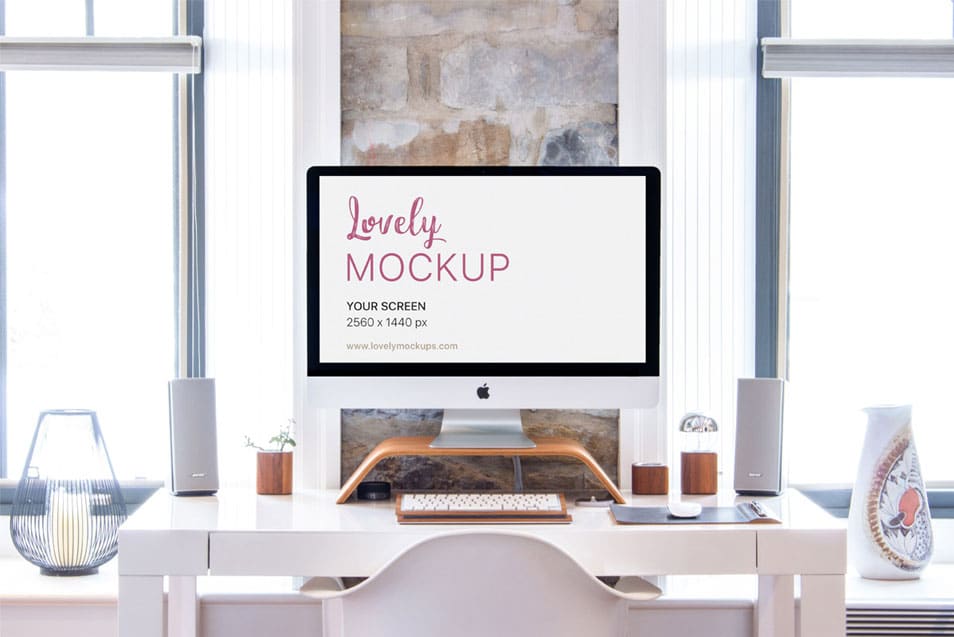 iMac Mockup in a Bright Interior