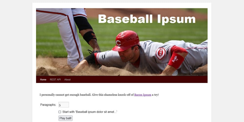 Dummy Text Generators and Tools 51 Baseball Ipsum