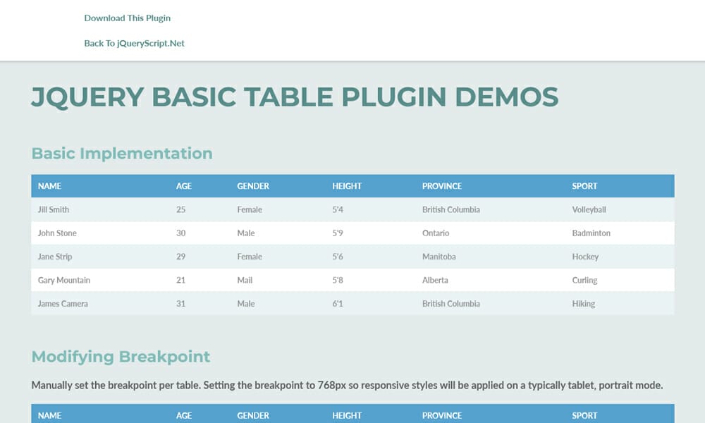 15+ Best JQuery Table Plugins » CSS Author