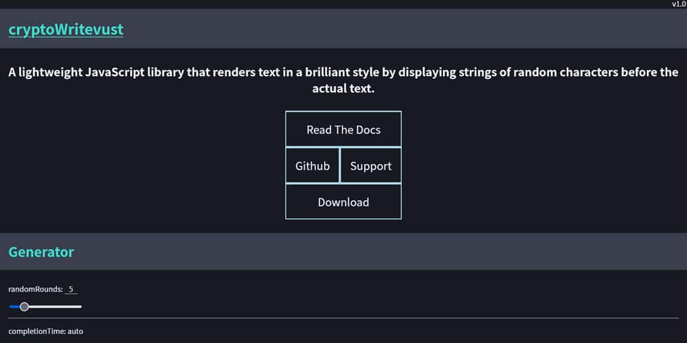 10 + JavaScript Text Effect Libraries 20 cryptoWriter js