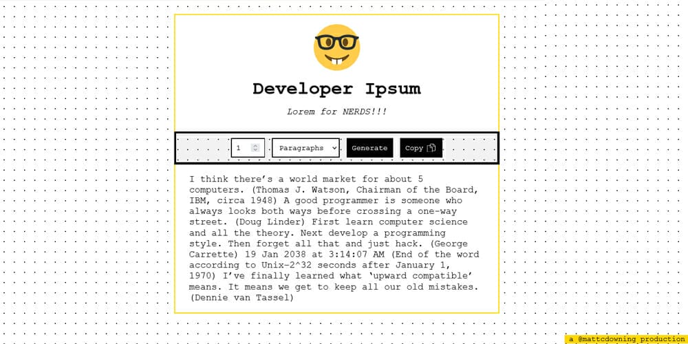 Dummy Text Generators and Tools 14 Developer Ipsum