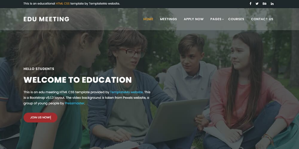 Free Education HTML Website Templates 124 Edu Meeting Template