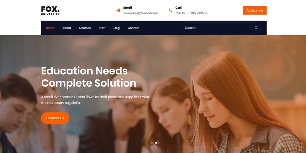 Free Education HTML Website Templates 113 Fox