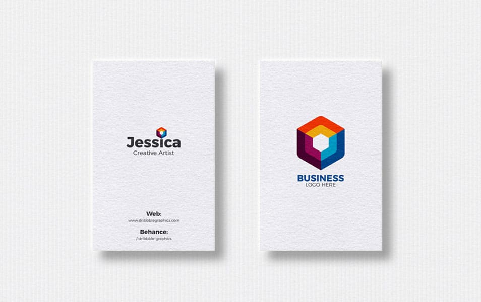 Free 2 Vertical Business Cards Mockup For Designers