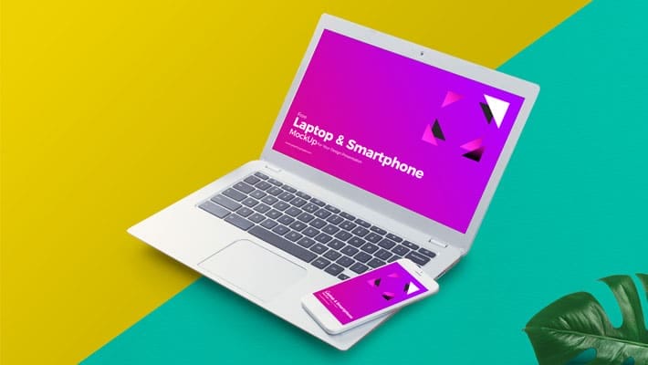 Free Laptop & Smart Phone Mockup For Your Design Presentation