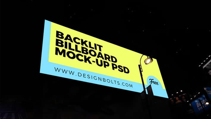 Free Night-view Backlit Billboard Mockup PSD