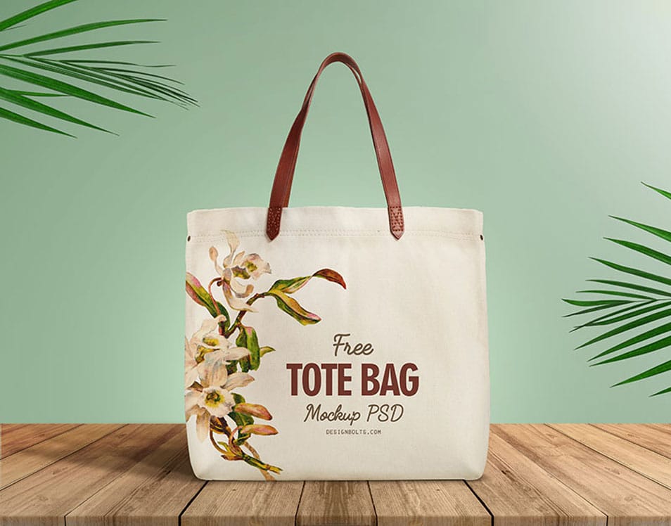 Free Organic Cotton Tote Shopping Bag Mockup PSD