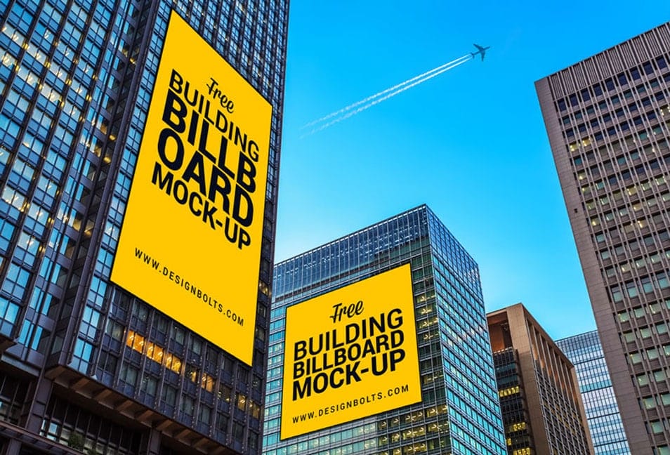 Free Outdoor Building Advertising Billboard Mock-up