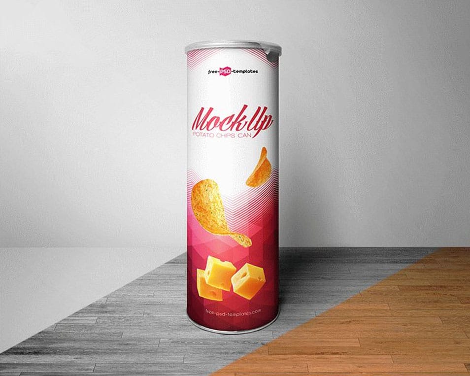 Free Potato Chips Can Mock-up in PSD