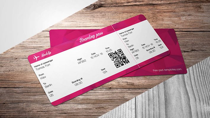 Free Ticket Mock-up in PSD