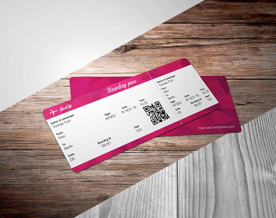 Free Ticket Mock-up in PSD