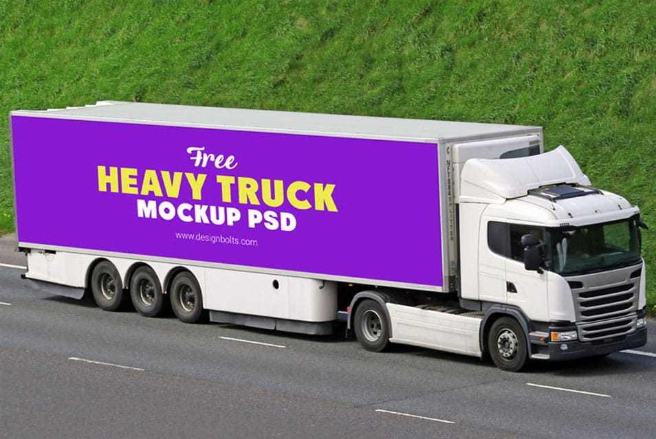 Free Vehicle Branding Heavy Duty Truck Mockup PSD