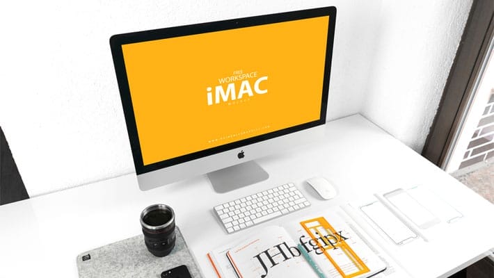 Free Workspace iMac Mockup PSD