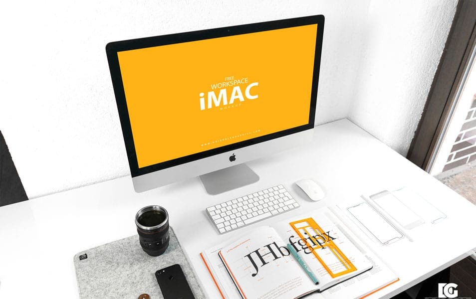 Free Workspace iMac Mockup PSD