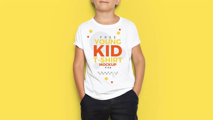 Free Young Kid T-Shirt MockUp PSD