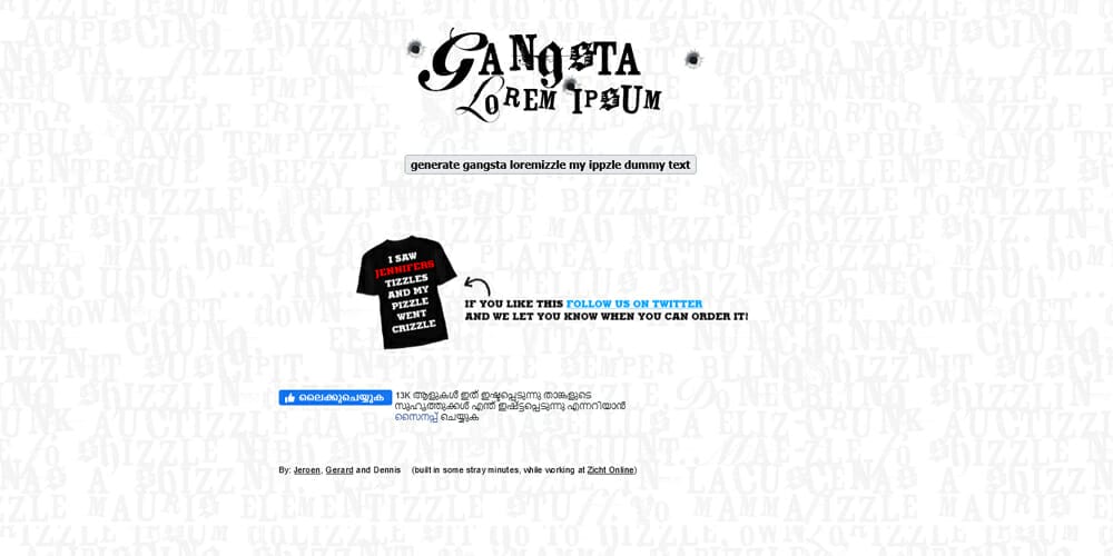 Dummy Text Generators and Tools 53 Gangsta ipsum