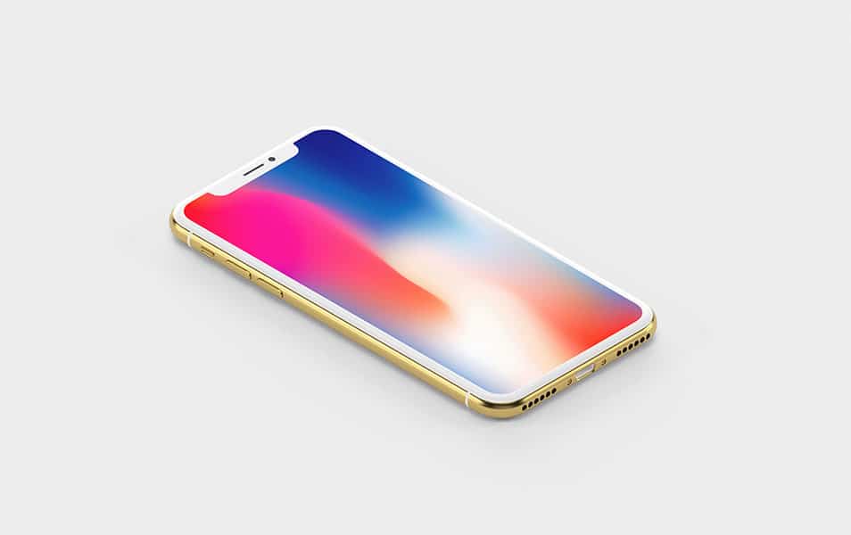 Gold Isometric iPhone X Mockup
