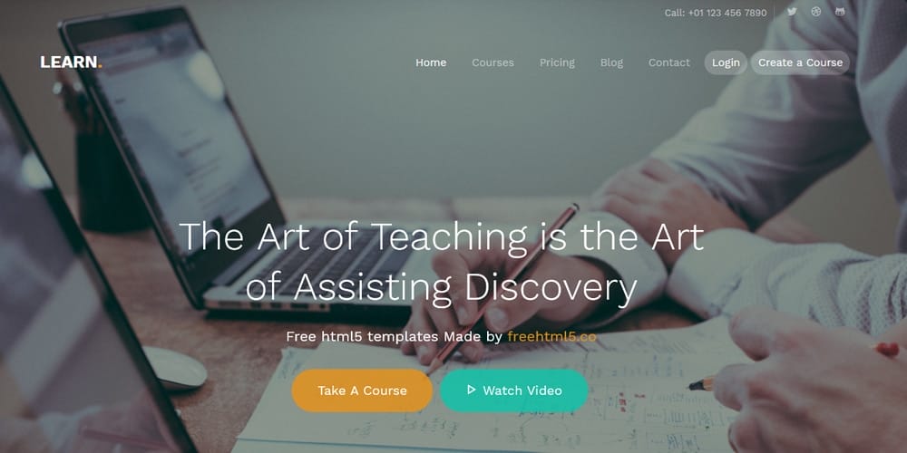 Free Education HTML Website Templates 75 Learn - Website Template Using Bootstrap for School Courses Websites