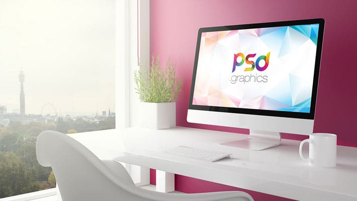Minimalist iMac Mockup Free PSD