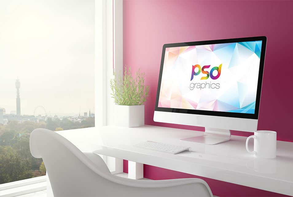 Minimalist iMac Mockup Free PSD