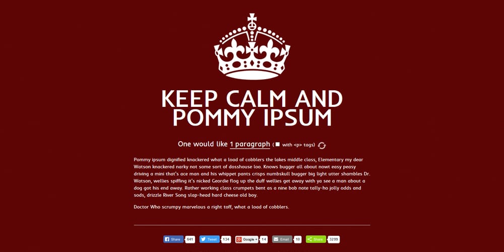 Dummy Text Generators and Tools 24 Pommy Ipsum