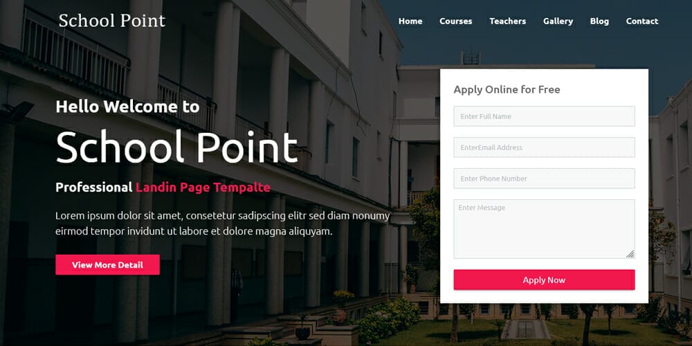 Free Education HTML Website Templates 64 School Landing Page Template