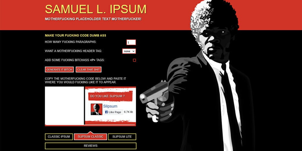 Dummy Text Generators and Tools 33 Slipsum