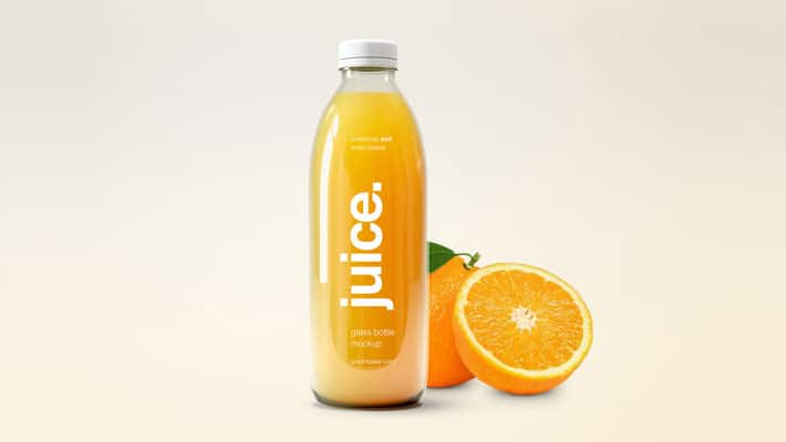 Small Glass Bottle Juice Mockup PSD