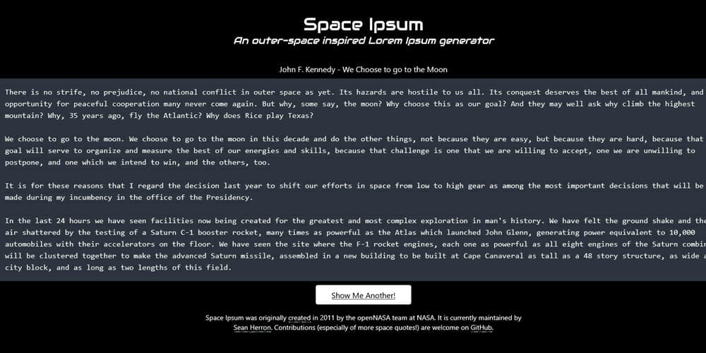 Dummy Text Generators and Tools 35 Space Ipsum