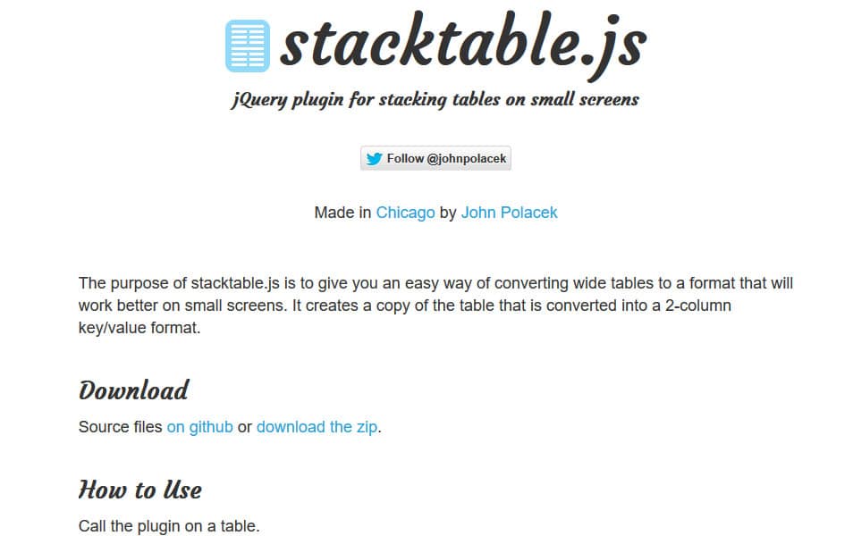 Stacktable.js - jQuery Table Plugins