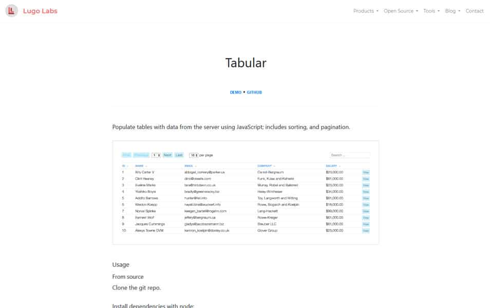 Tabular - jQuery Table Plugins