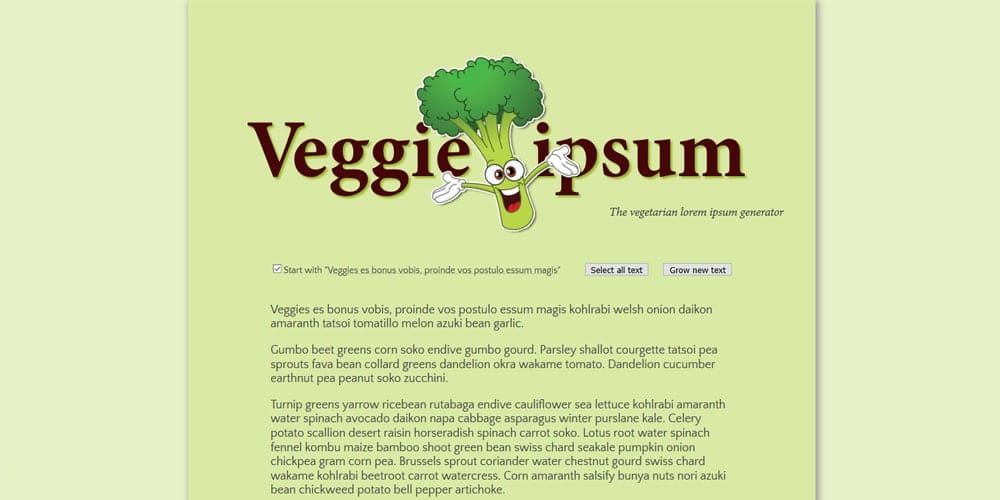 Dummy Text Generators and Tools 15 Veggie Ipsum