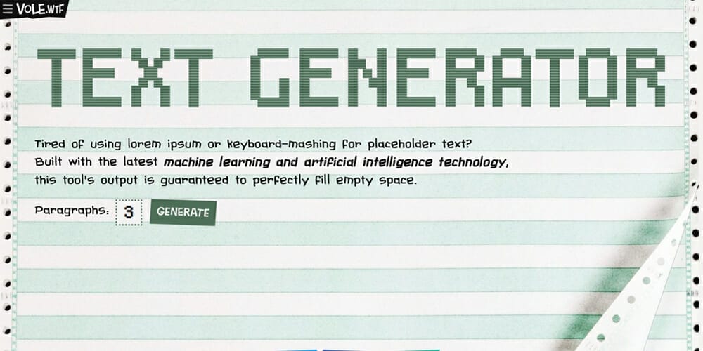 Dummy Text Generators and Tools 54 Vole